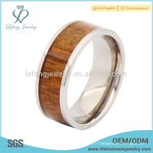Wooden silver and titanium rings for men,wood inlay titanium rings